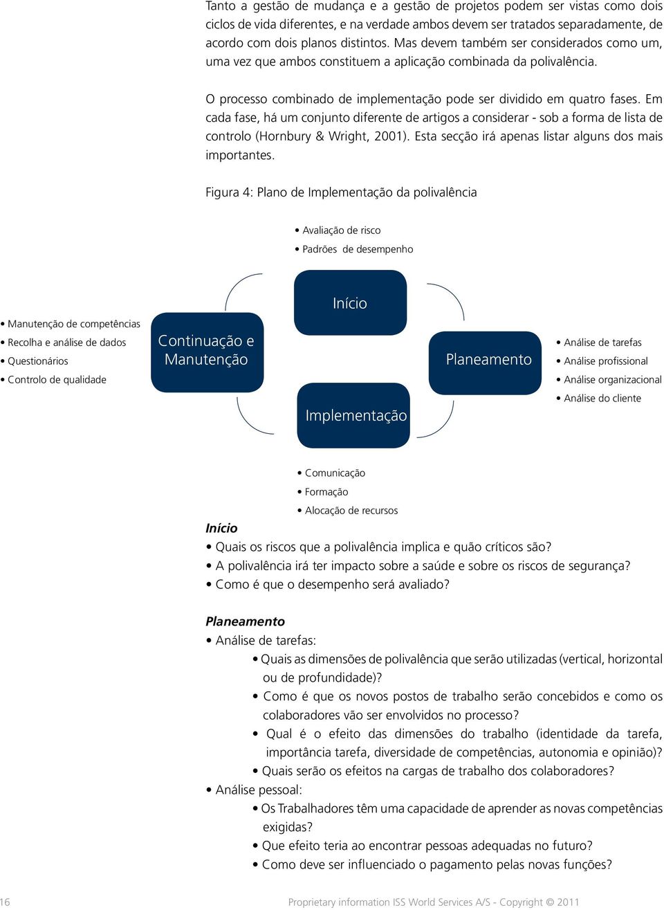 Em cada fase, há um conjunto diferente de artigos a considerar - sob a forma de lista de controlo (Hornbury & Wright, 2001). Esta secção irá apenas listar alguns dos mais importantes.