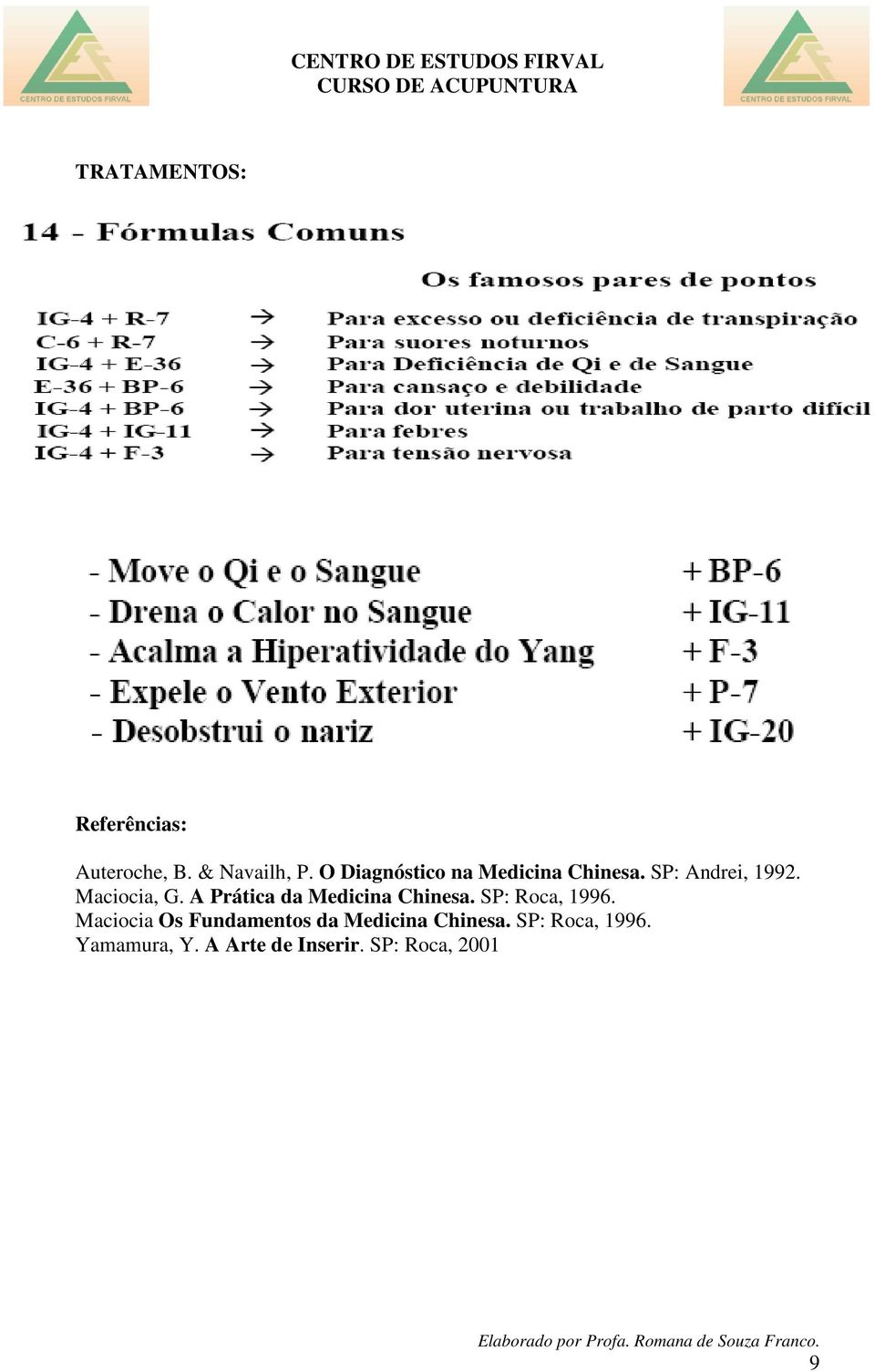 A Prática da Medicina Chinesa. SP: Roca, 1996.
