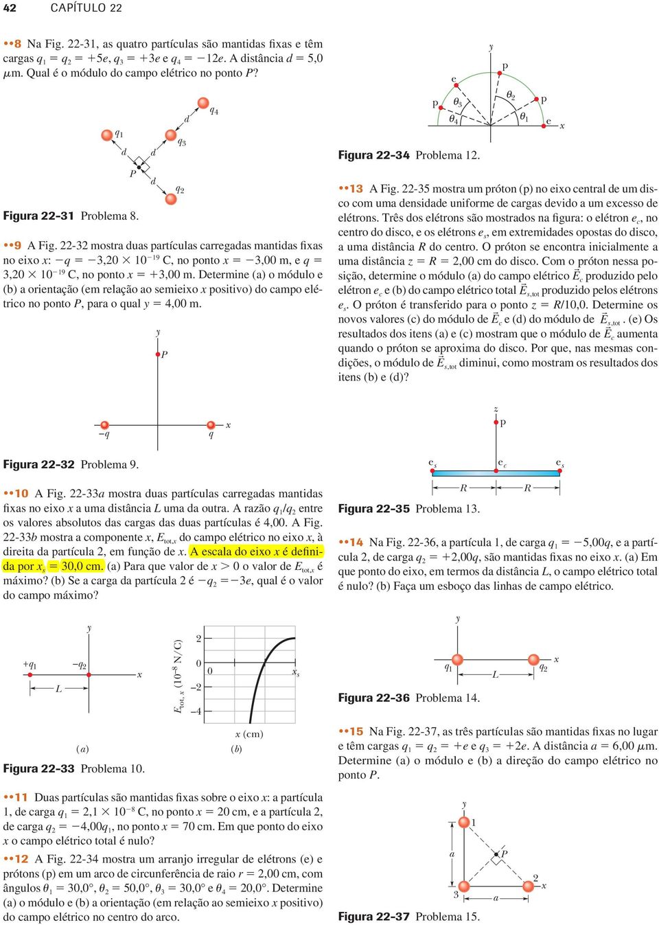 Determne () o móulo e (b) orentção (em relção o semeo postvo) o cmpo elétrco no ponto P, pr o qul 4,00 m. P q 3 q 2 q 4 p e 3 4 Fgur 22-34 Problem 12. 13 A Fg.