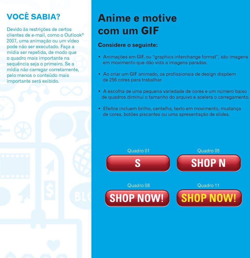 Anime e motive com um GIF Considere o seguinte: Animações em GIF, ou graphics interchange format, são imagens em movimento que dão vida a imagens paradas.