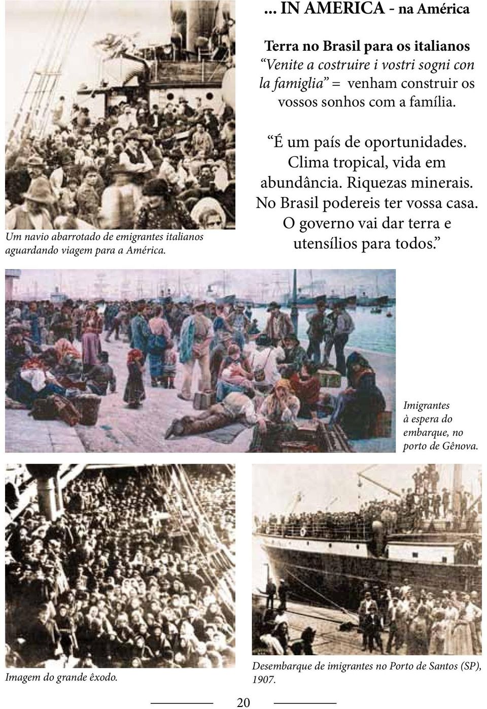 Clima tropical, vida em abundância. Riquezas minerais. No Brasil podereis ter vossa casa.