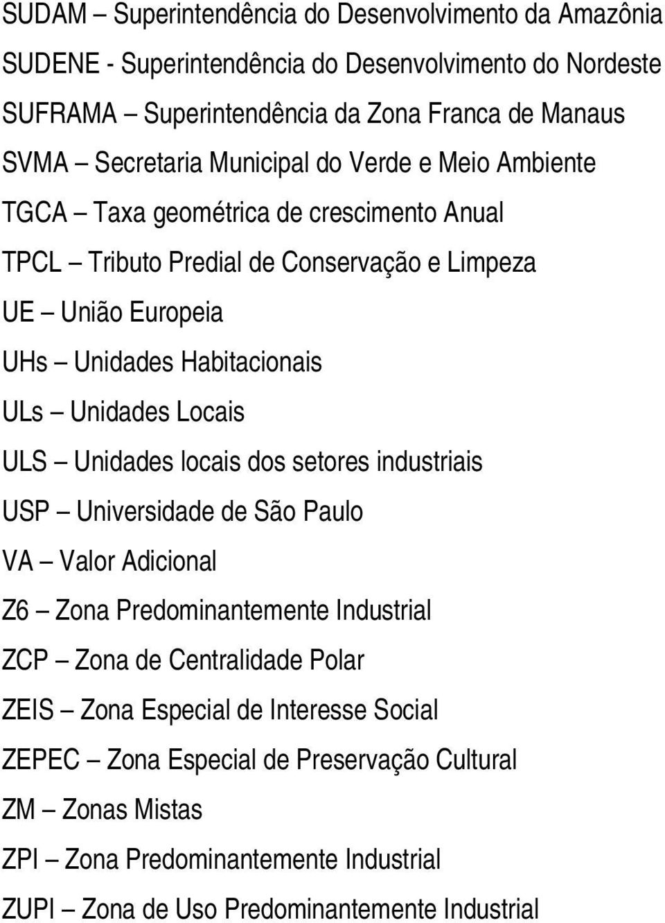 Unidades Locais ULS Unidades locais dos setores industriais USP Universidade de São Paulo VA Valor Adicional Z6 Zona Predominantemente Industrial ZCP Zona de Centralidade Polar