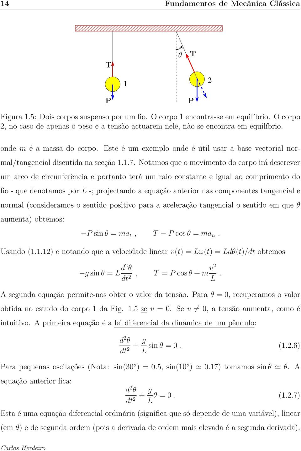 onde m é a massa do corpo. Este é um exemplo onde é útil usar a base vectorial normal/tangencial discutida na secção 1.1.7.