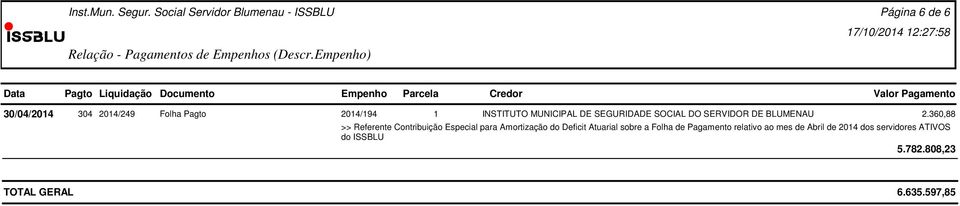 360,88 >> Referente Contribuição Especial para Amortização do Deficit Atuarial