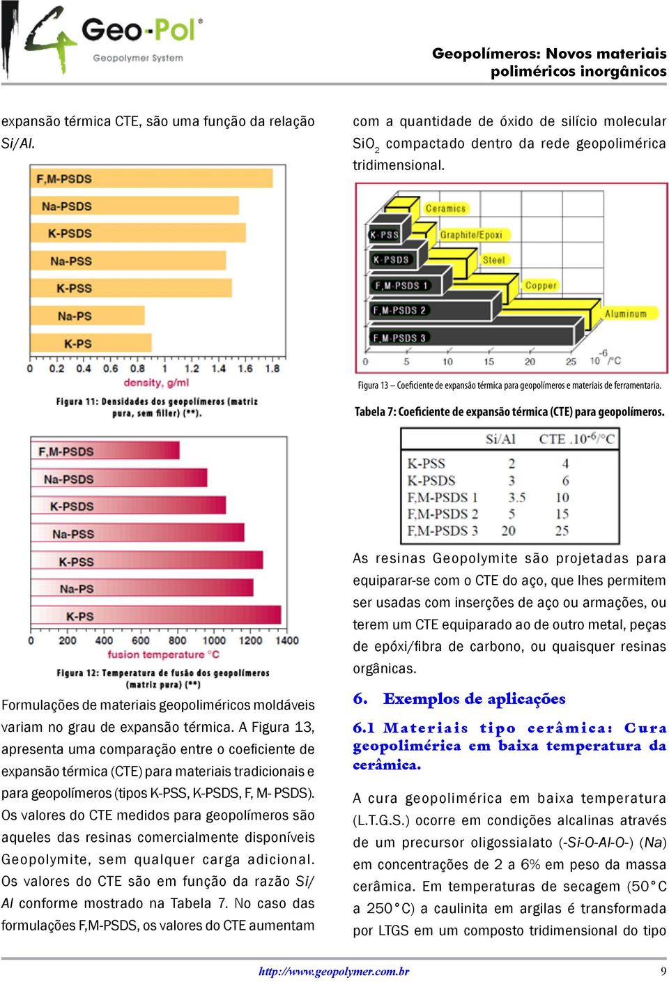 As resinas Geopolymite são projetadas para equiparar-se com o CTE do aço, que lhes permitem ser usadas com inserções de aço ou armações, ou terem um CTE equiparado ao de outro metal, peças de