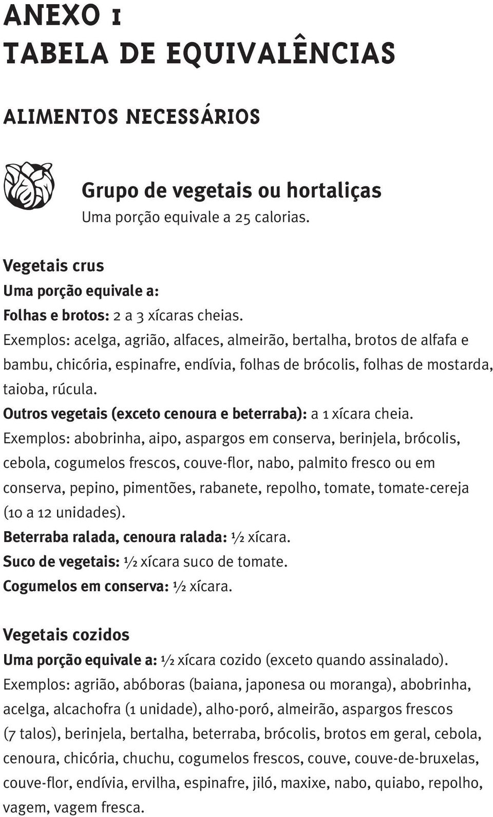 Outros vegetais (exceto cenoura e beterraba): a 1 xícara cheia.