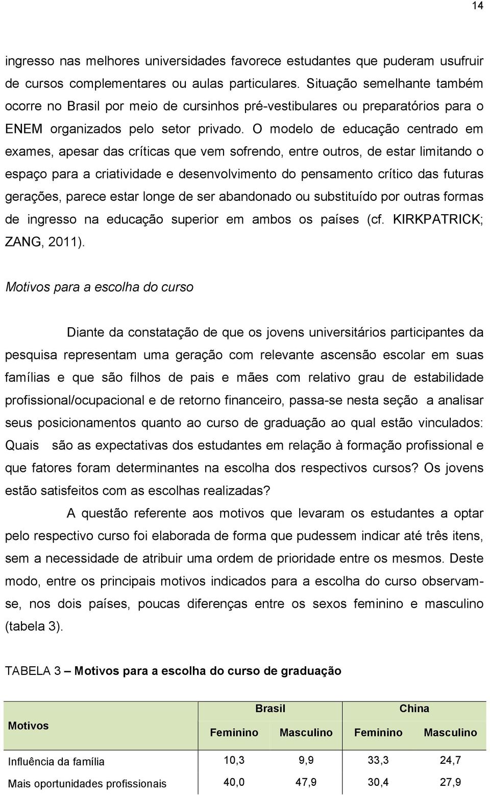 O modelo de educação centrado em exames, apesar das críticas que vem sofrendo, entre outros, de estar limitando o espaço para a criatividade e desenvolvimento do pensamento crítico das futuras