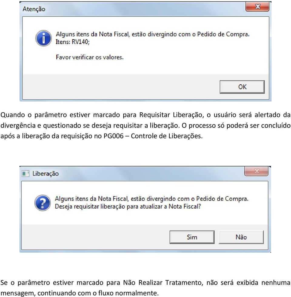 O processo só poderá ser concluído após a liberação da requisição no PG006 Controle de