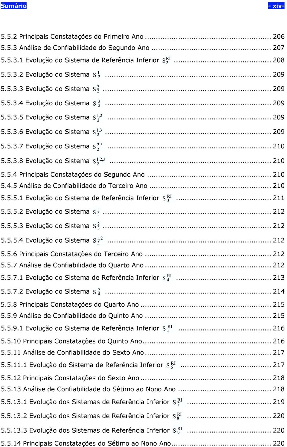 .. 210 5.5.3.8 Evolução do Sisem 1,2,3 S 2... 210 5.5. Principis Consções do Segundo Ano... 210 5..5 Análise de Confibilidde do Terceiro Ano... 210 RI 5.5.5.1 Evolução do Sisem de Referênci Inferior S 3.