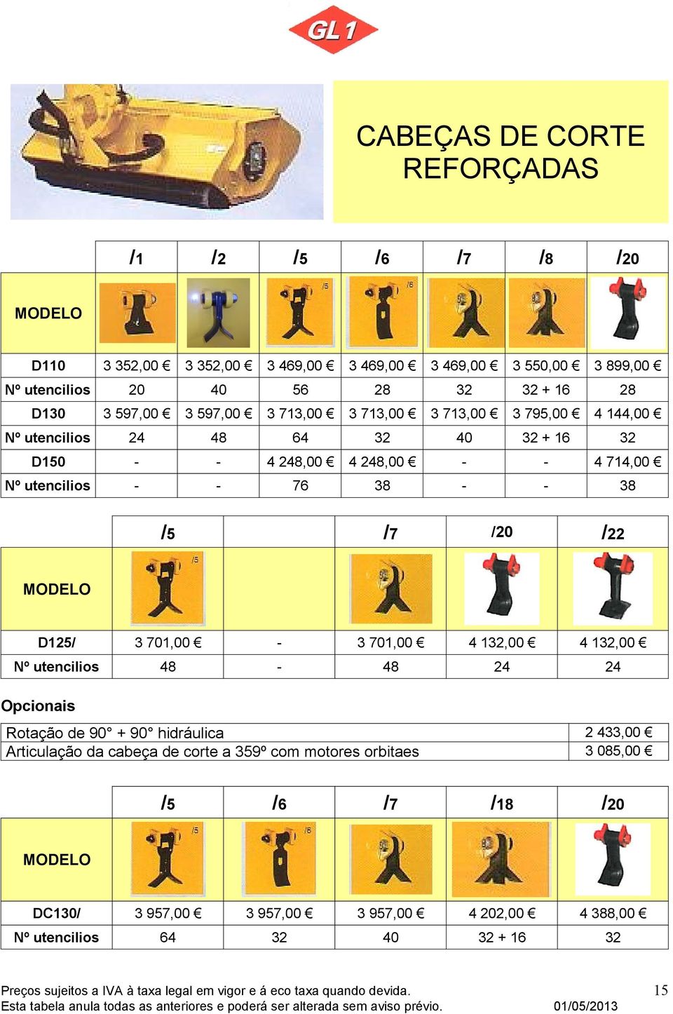 38 38 /7 /20 /22 D125/ 3 701,00 3 701,00 4 1,00 4 1,00 24 24 2 433,00 3 085,00 Rotação de 90 + 90 hidráulica Articulação