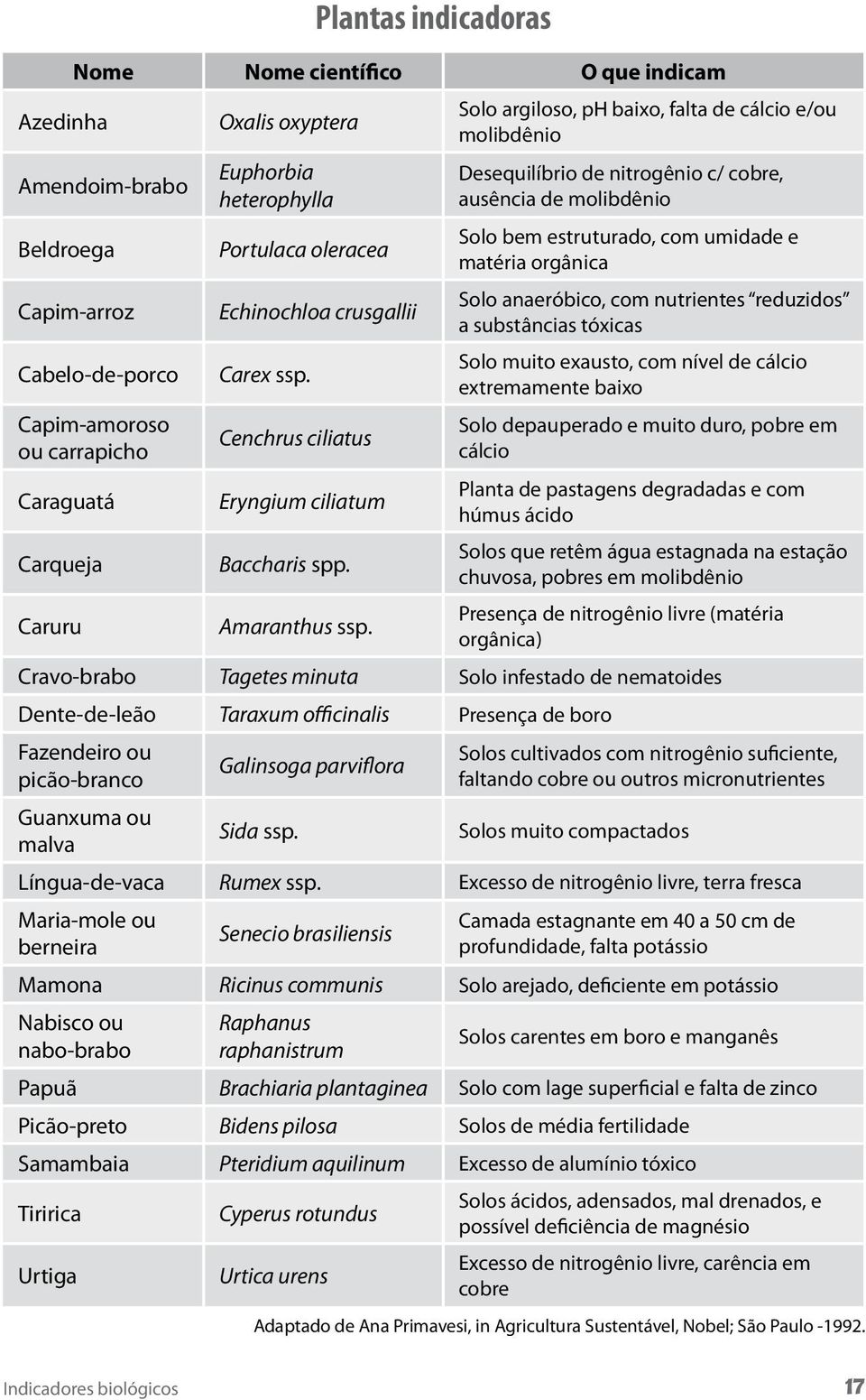 Cenchrus ciliatus Solo argiloso, ph baixo, falta de cálcio e/ou molibdênio Desequilíbrio de nitrogênio c/ cobre, ausência de molibdênio Solo bem estruturado, com umidade e matéria orgânica Solo