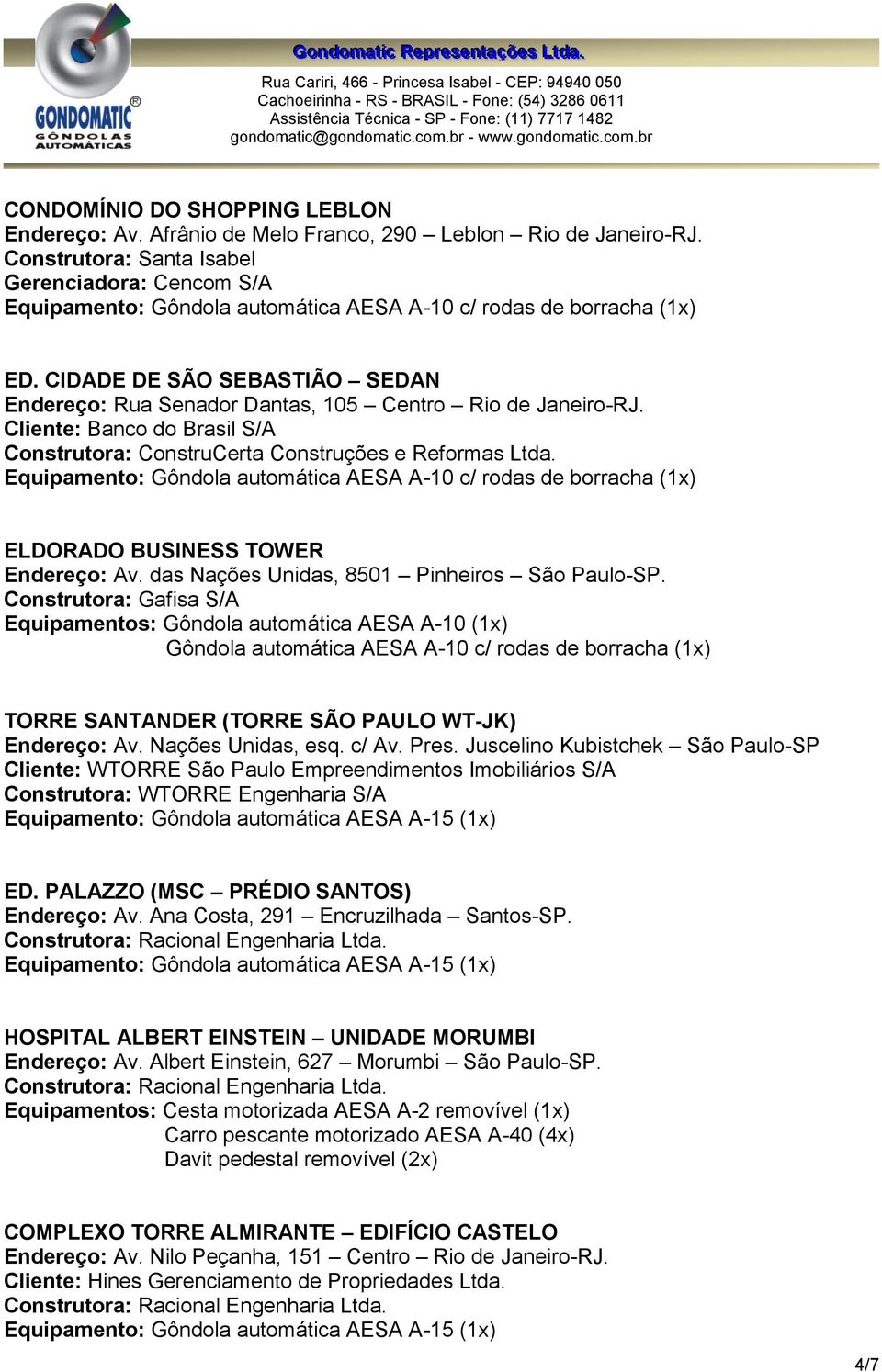 CIDADE DE SÃO SEBASTIÃO SEDAN Endereço: Rua Senador Dantas, 105 Centro Rio de Janeiro-RJ. Cliente: Banco do Brasil S/A Construtora: ConstruCerta Construções e Reformas Ltda.