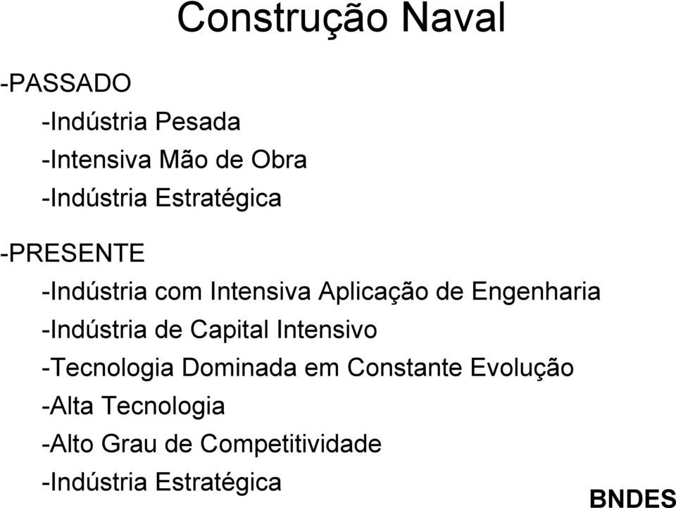 Engenharia -Indústria de Capital Intensivo -Tecnologia Dominada em