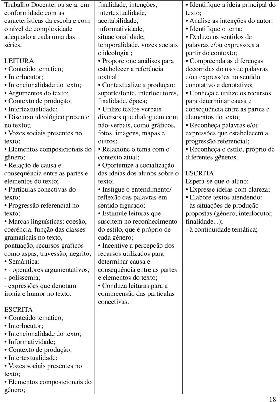 composicionais do gênero; Relação de causa e consequência entre as partes e elementos do Partículas conectivas do Progressão referencial no Marcas linguísticas: coesão, coerência, função das classes