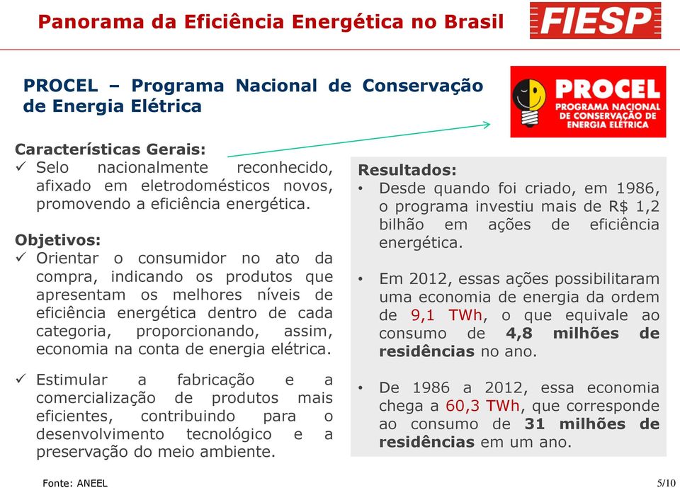 Objetivos: Orientar o consumidor no ato da compra, indicando os produtos que apresentam os melhores níveis de eficiência energética dentro de cada categoria, proporcionando, assim, economia na conta