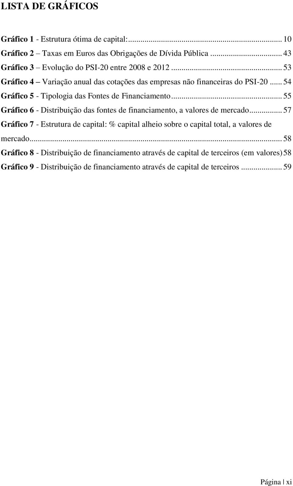 .. 54 Gráfico 5 - Tipologia das Fontes de Financiamento... 55 Gráfico 6 - Distribuição das fontes de financiamento, a valores de mercado.