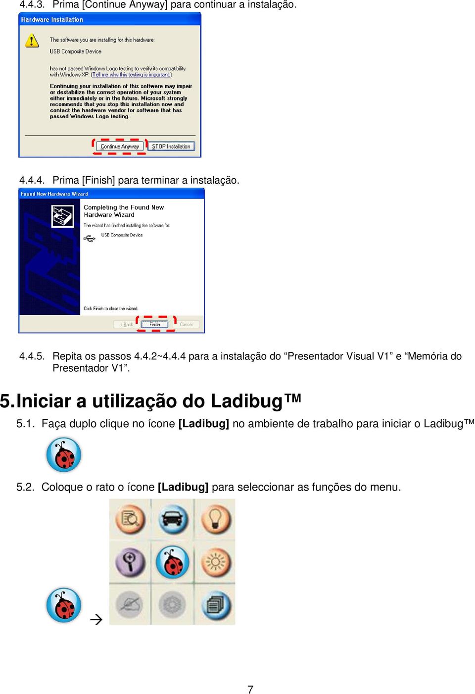 5. Iniciar a utilização do Ladibug 5.1.