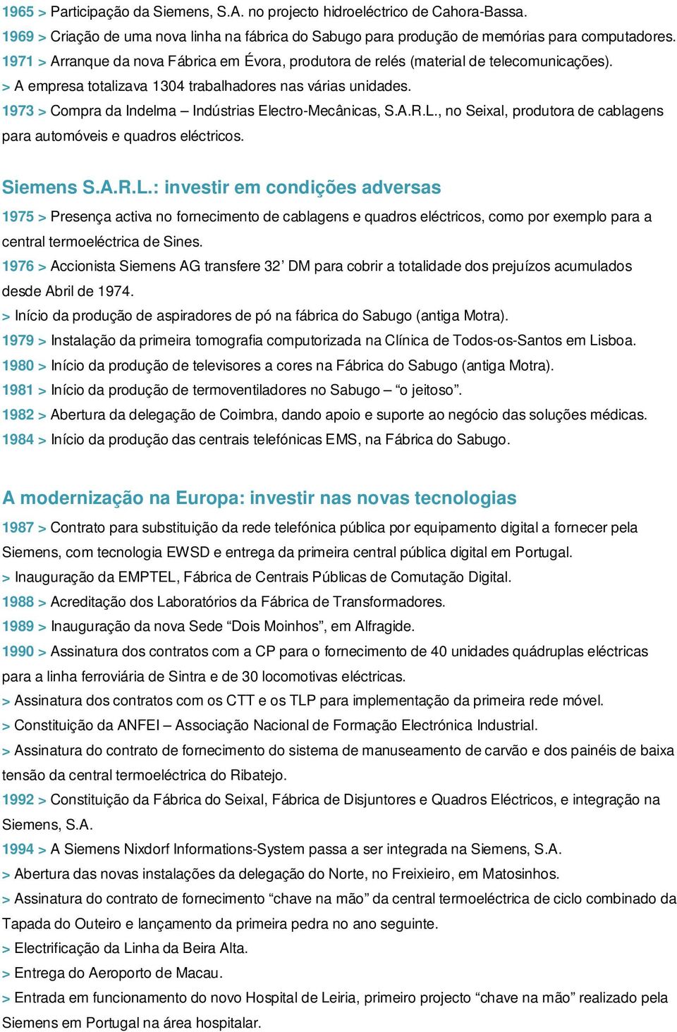 1973 > Compra da Indelma Indústrias Electro-Mecânicas, S.A.R.L.