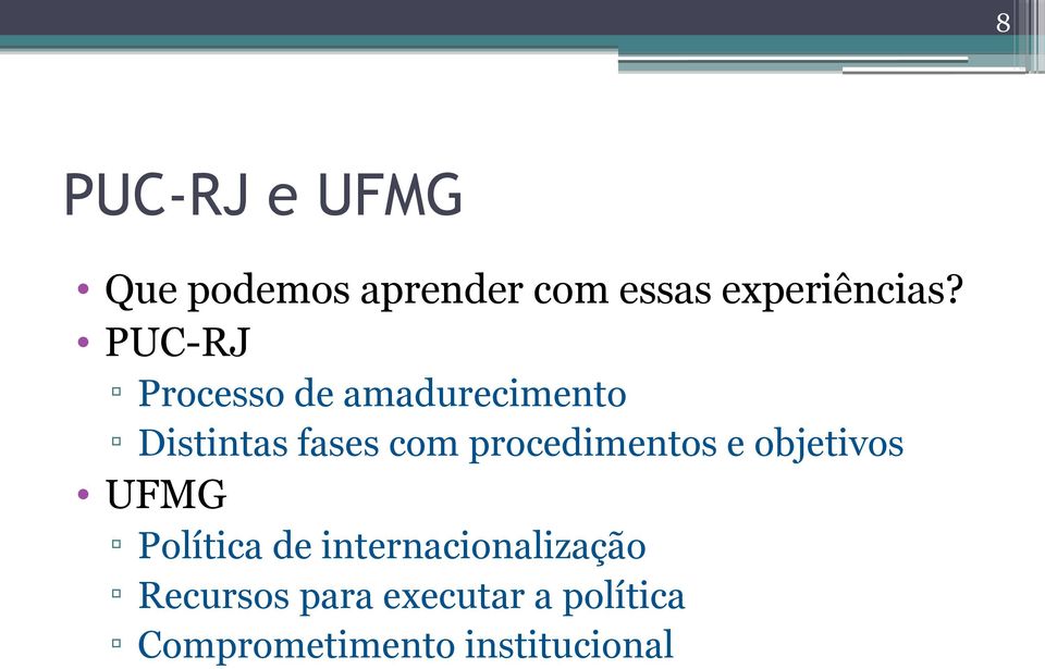 procedimentos e objetivos UFMG Política de