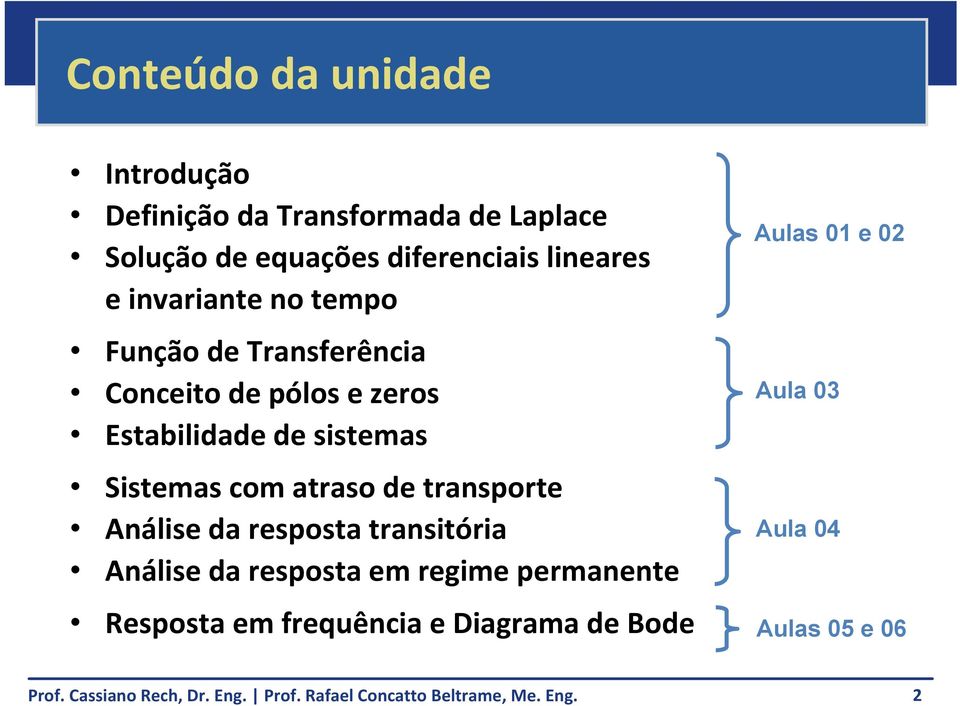 Estabilidade de sistemas Sistemas com atraso de transporte Análise da resposta transitória Análise