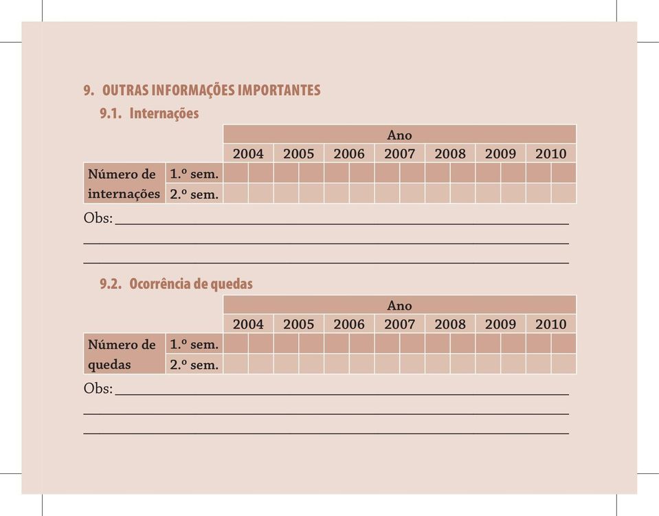 2.º sem. Ano 2004 2005 2006 2007 2008 2009 2010 Obs: 9.2.