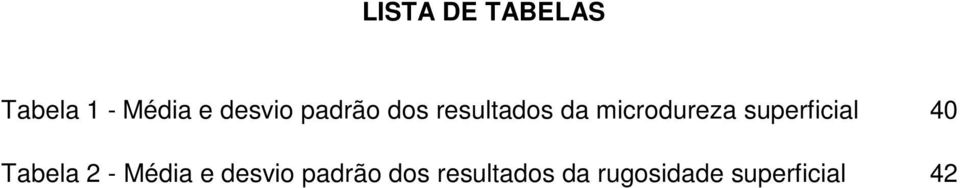 superficial 40 Tabela 2 - Média e desvio
