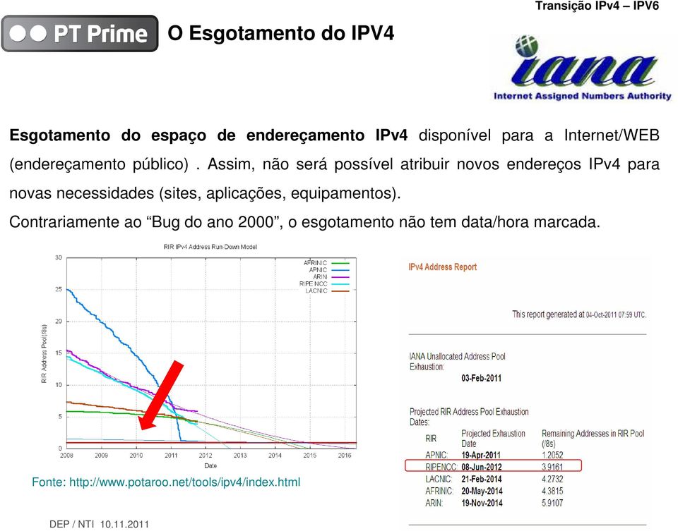 Assim, não será possível atribuir novos endereços IPv4 para novas necessidades (sites,