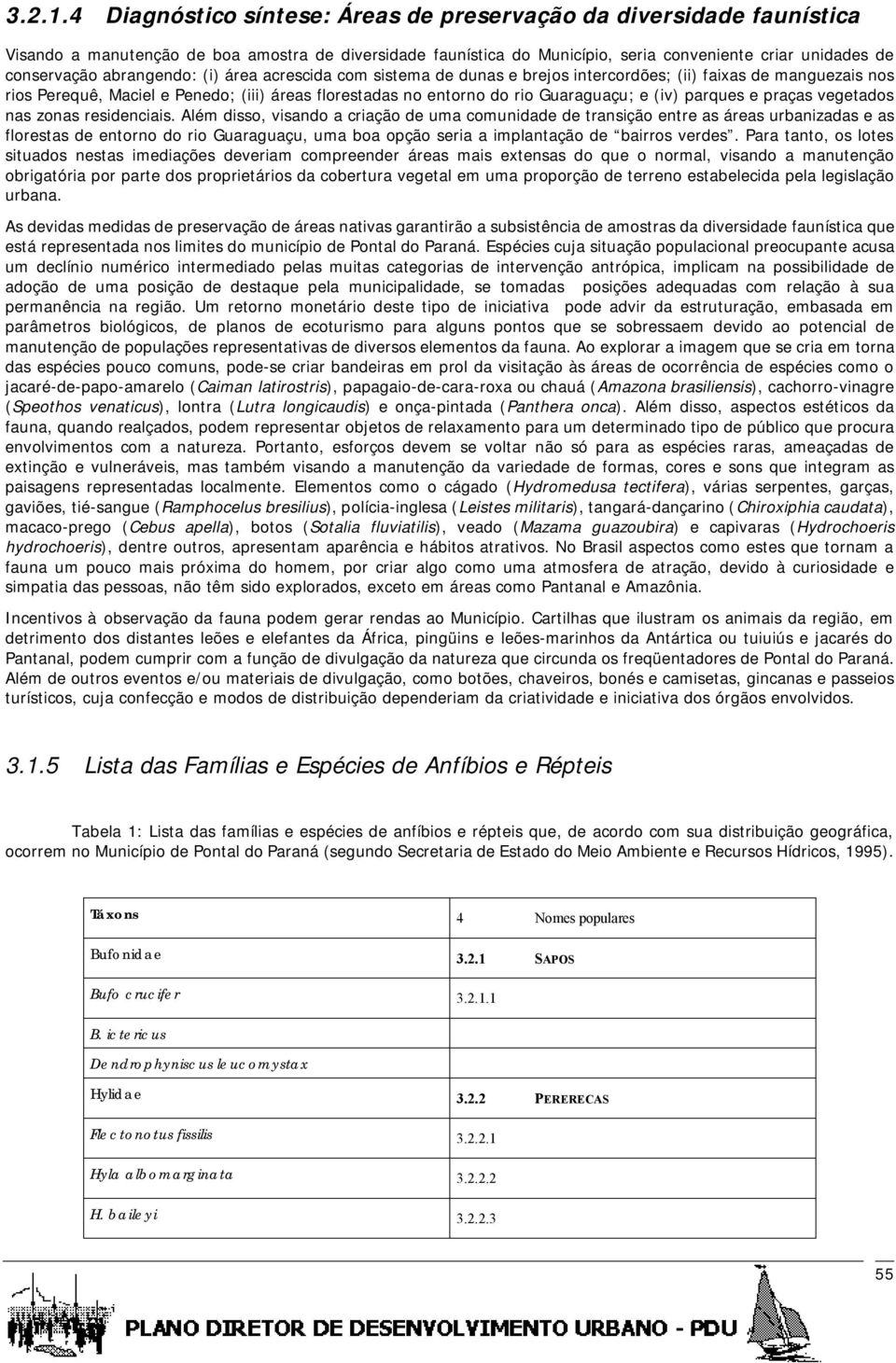 abrangendo: (i) área acrescida com sistema de dunas e brejos intercordões; (ii) faixas de manguezais nos rios Perequê, Maciel e Penedo; (iii) áreas florestadas no entorno do rio Guaraguaçu; e (iv)