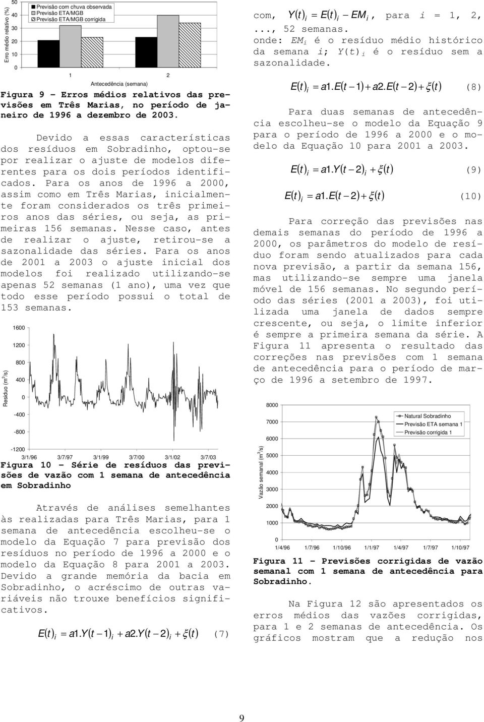 Para os anos de 1996 a 2, assm como em Três Maras, ncalmente foram consderados os três prmeros anos das séres, ou seja, as prmeras 156 semanas.