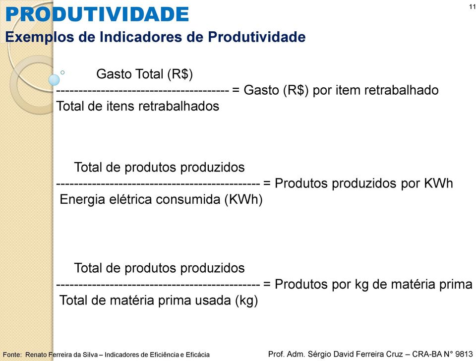 produzidos por KWh Energia elétrica consumida (KWh) Total de produtos produzidos ---------------------------------------------- =