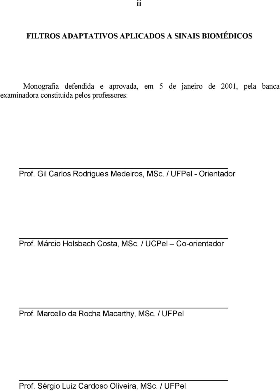 Gil Carlos Rodrigues Medeiros, MSc. / UFPel - Orientador Prof. Márcio Holsbach Costa, MSc.