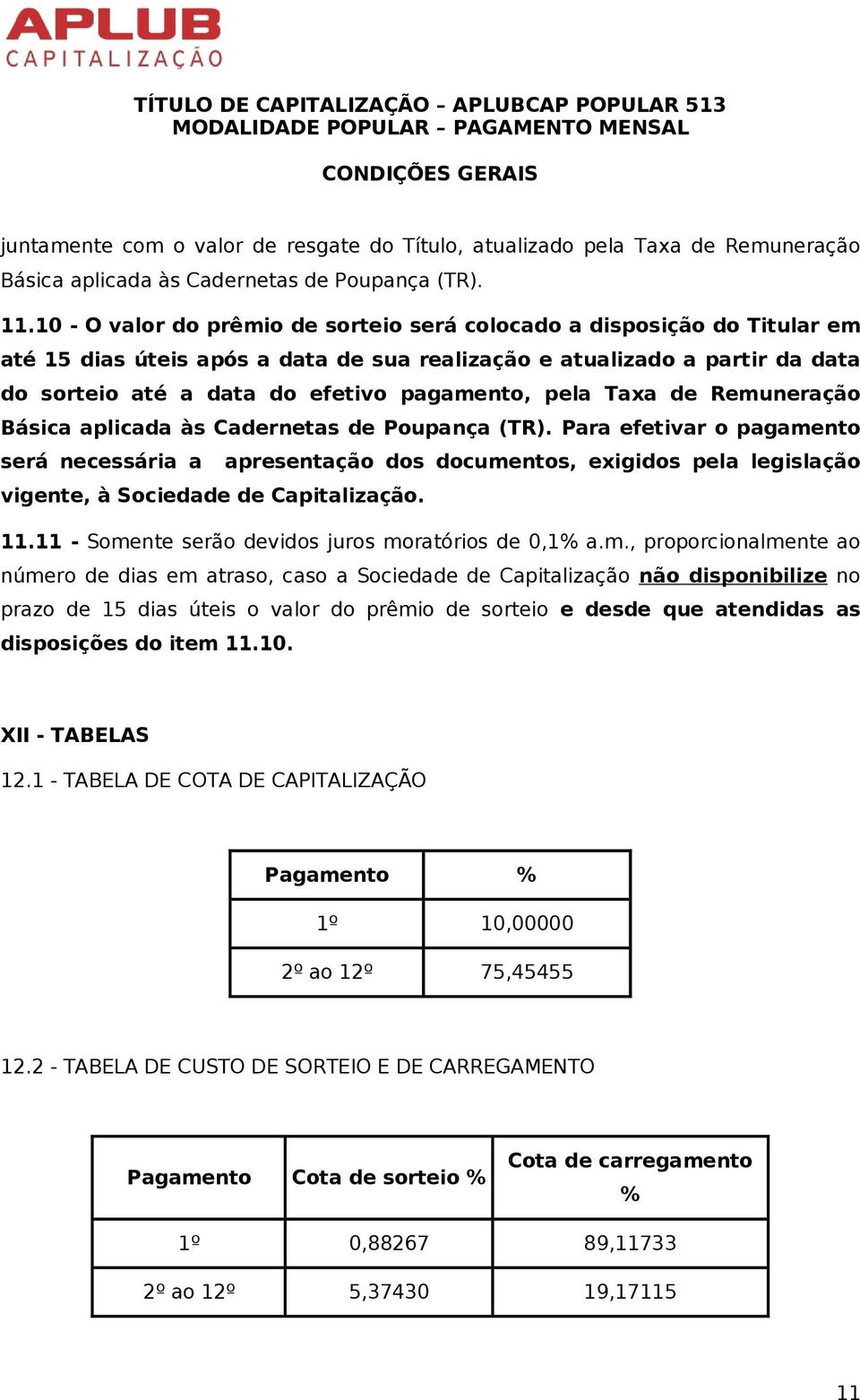 pela Taxa de Remuneração Básica aplicada às Cadernetas de Poupança (TR).