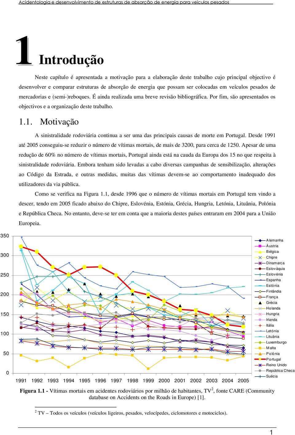 1. Motivação A sinistralidade rodoviária continua a ser uma das principais causas de morte em Portugal.