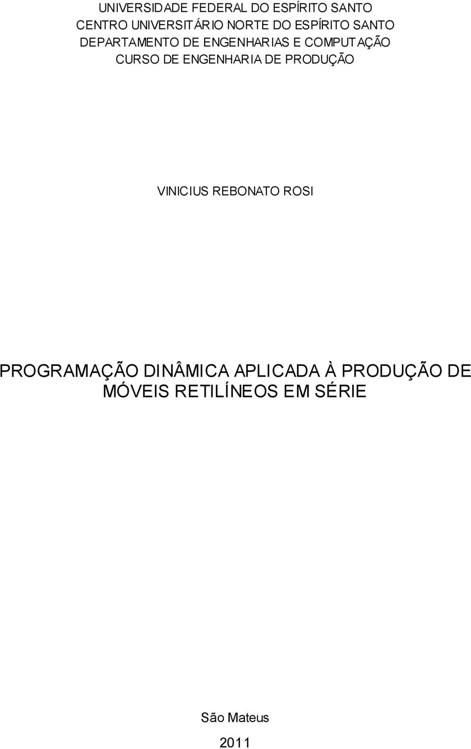 DE ENGENHARIA DE PRODUÇÃO VINICIUS REBONATO ROSI PROGRAMAÇÃO