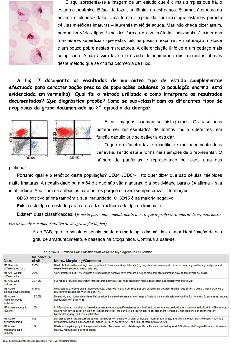 Uma das formas é usar métodos adicionais, à custa dos marcadores superficiais que estas células possam exprimir. A maturação mielóide é um pouco pobre nestes marcadores.