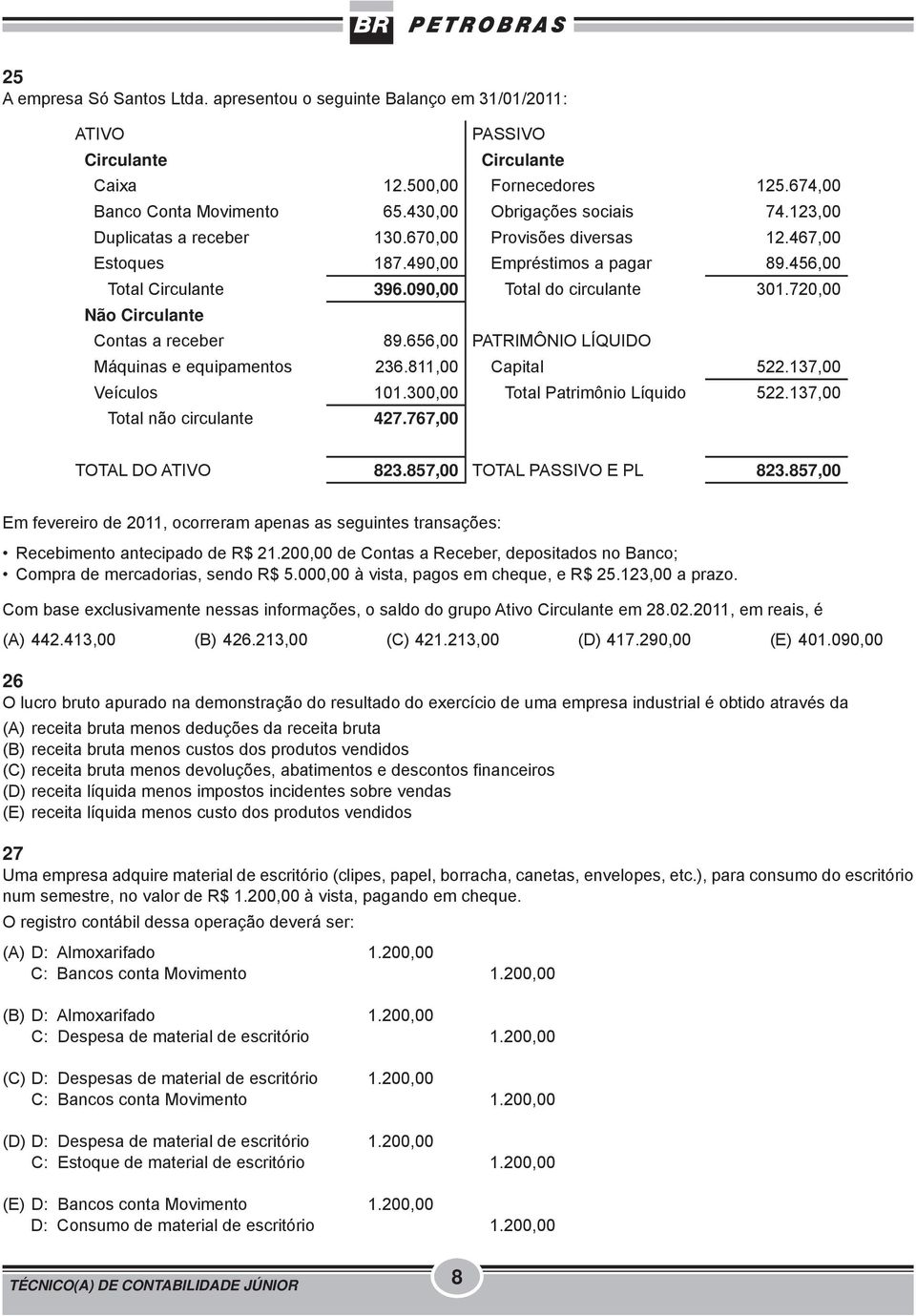 720,00 Não Circulante Contas a receber 89.656,00 PATRIMÔNIO LÍQUIDO Máquinas e equipamentos 236.811,00 Capital 522.137,00 Veículos 101.300,00 Total Patrimônio Líquido 522.