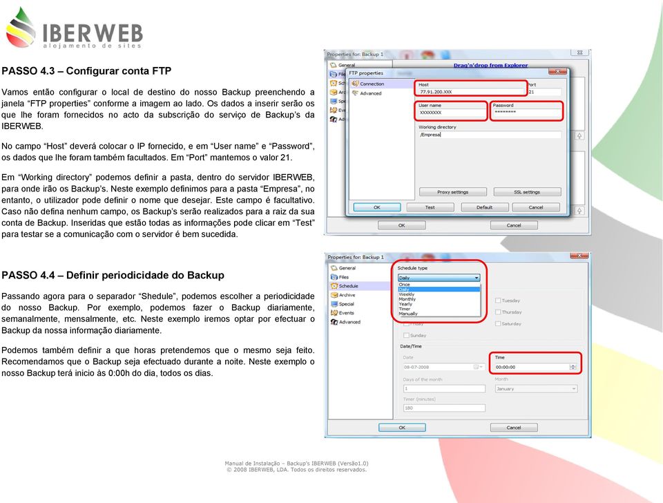 No campo Host deverá colocar o IP fornecido, e em User name e Password, os dados que lhe foram também facultados. Em Port mantemos o valor 21.