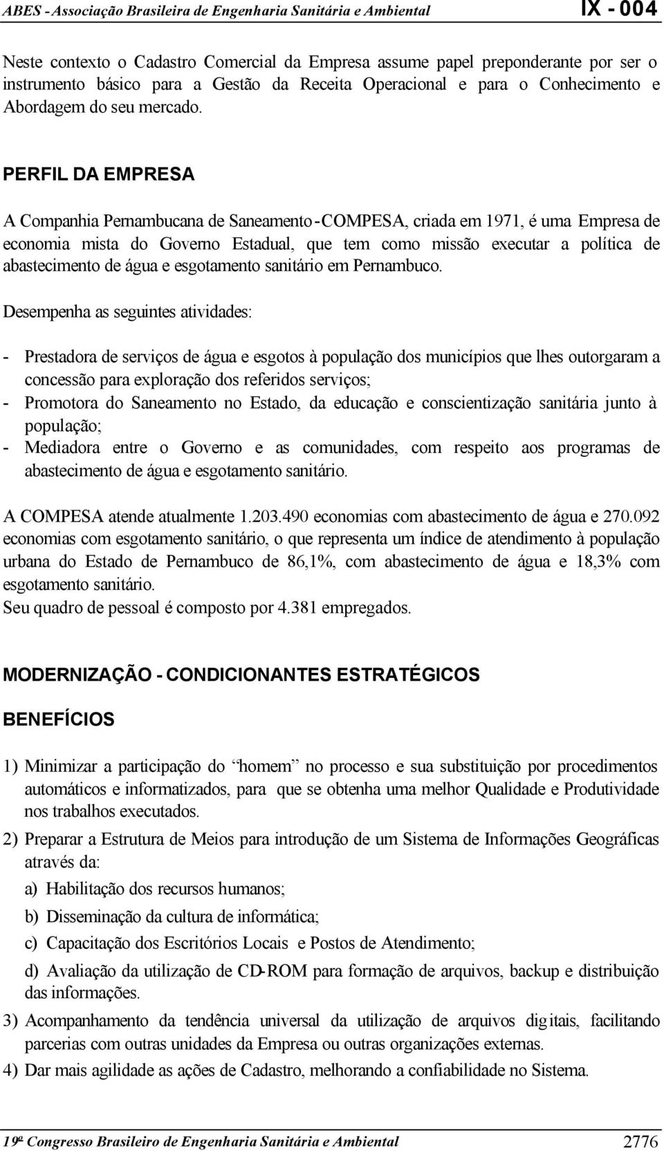 e esgotamento sanitário em Pernambuco.