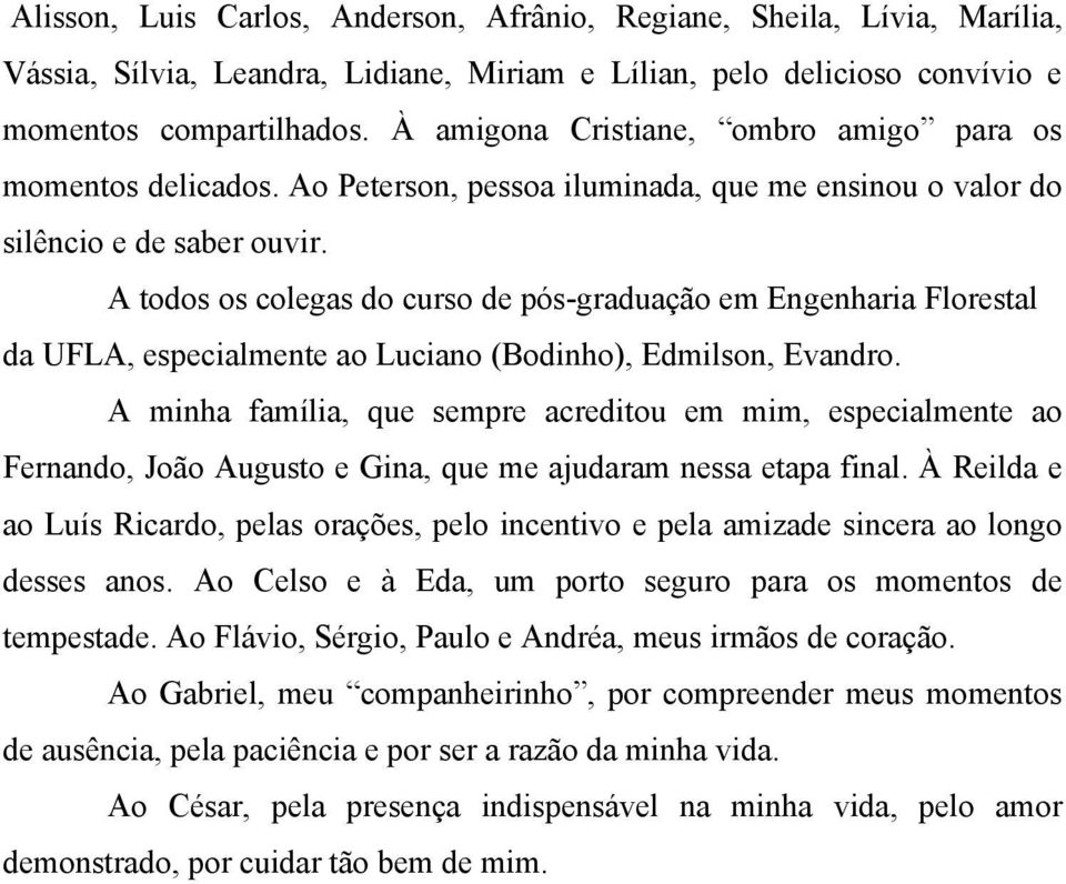 A todos os colegas do curso de pós-graduação em Engenharia Florestal da UFLA, especialmente ao Luciano (Bodinho), Edmilson, Evandro.