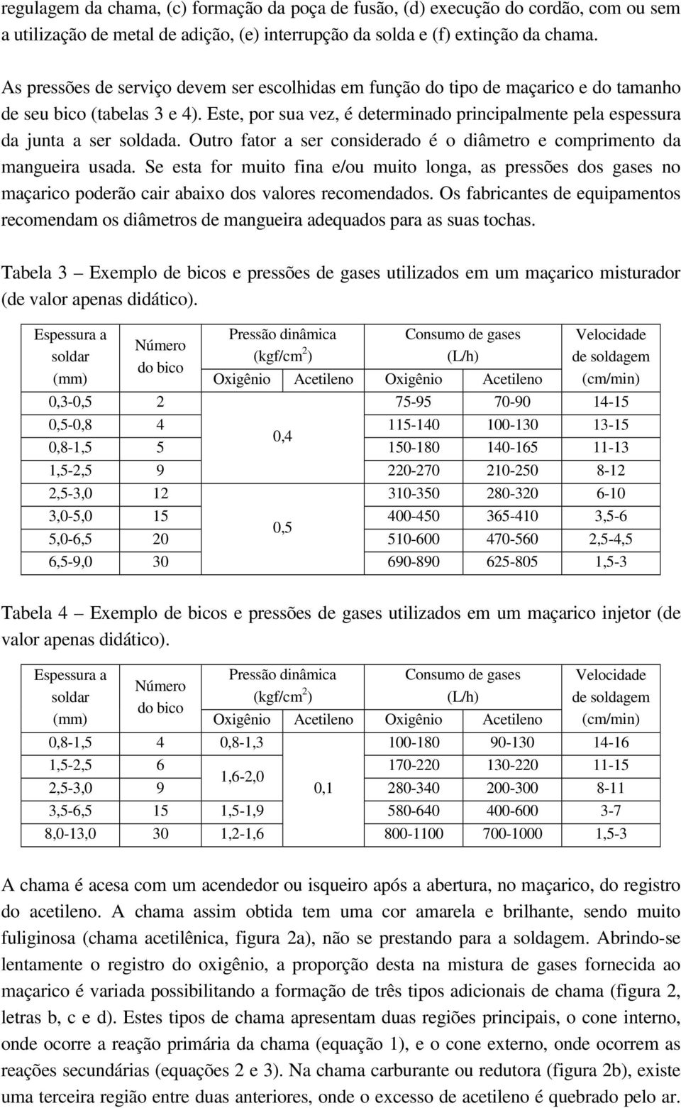 Este, por sua vez, é determinado principalmente pela espessura da junta a ser soldada. Outro fator a ser considerado é o diâmetro e comprimento da mangueira usada.