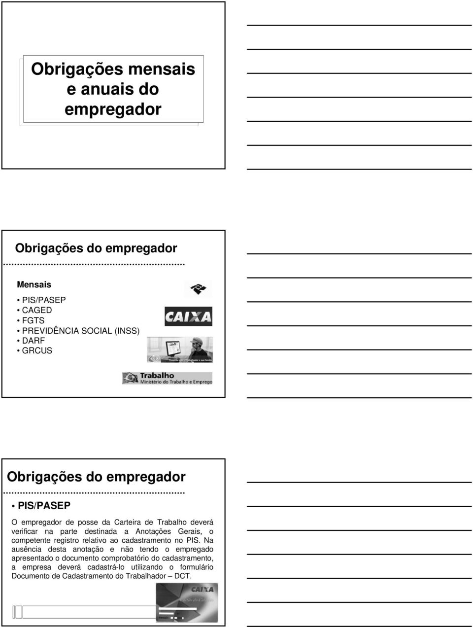 registro relativo ao cadastramento no PIS.