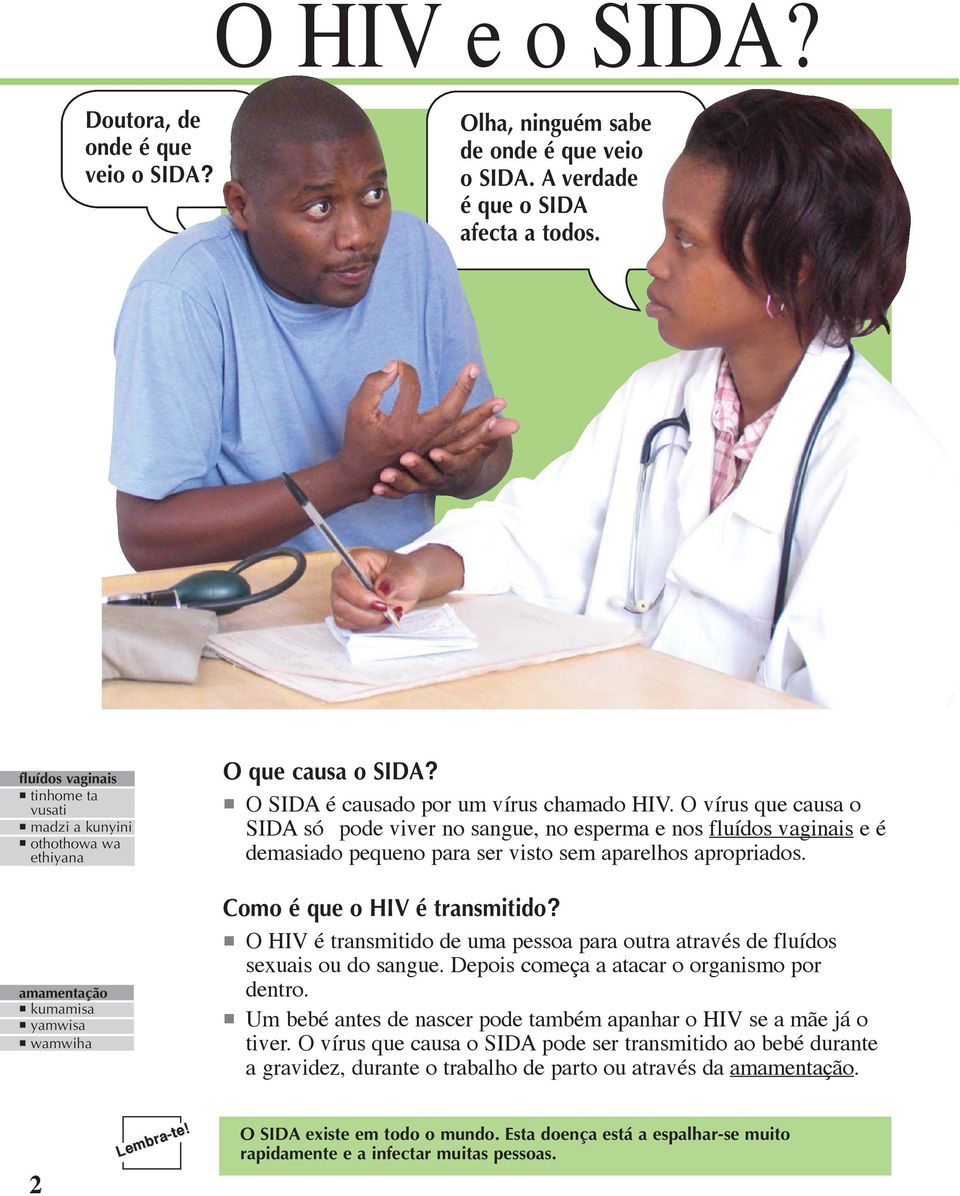 O vírus que causa o SIDA só pode viver no sangue, no esperma e nos fluídos vaginais e é demasiado pequeno para ser visto sem aparelhos apropriados. Como é que o HIV é transmitido?