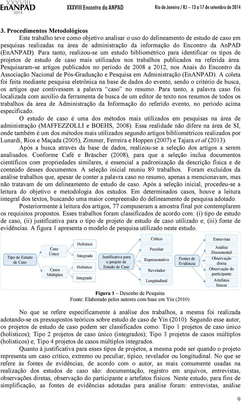 Pesquisaram-se artigos publicados no período de 2008 a 2012, nos Anais do Encontro da Associação Nacional de Pós-Graduação e Pesquisa em Administração (EnANPAD).