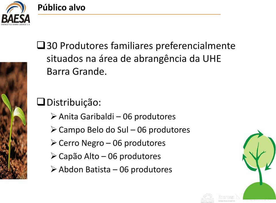 Distribuição: Anita Garibaldi 06 produtores Campo Belo do Sul 06 produtores
