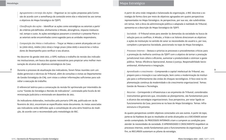 representadas no Mapa Estratégico. As perspectivas, por sua vez, são subdivididas em temas.