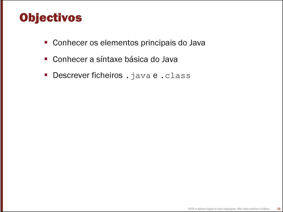 Descrever ficheiros.java e.