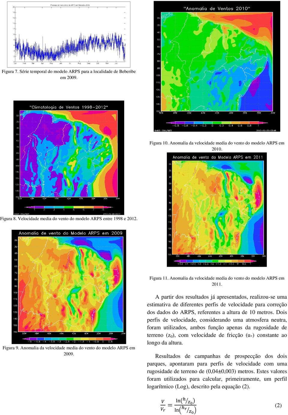 Anomalia da velocidade media do vento do modelo ARPS em 2009.