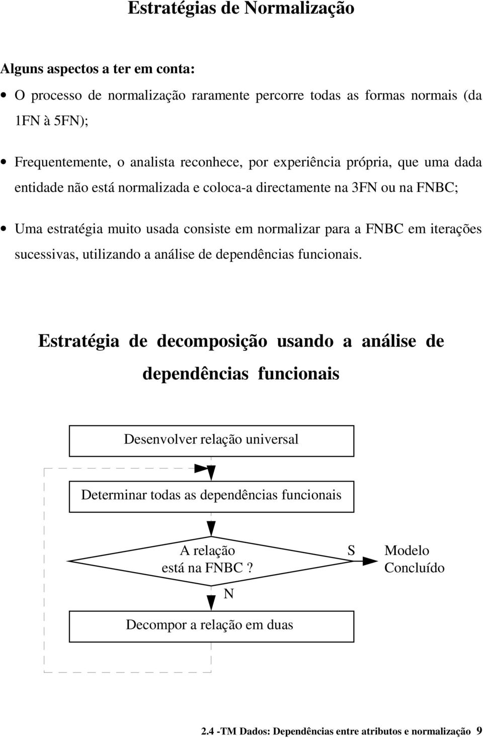 a FNBC em iterações sucessivas, utilizando a análise de dependências funcionais.
