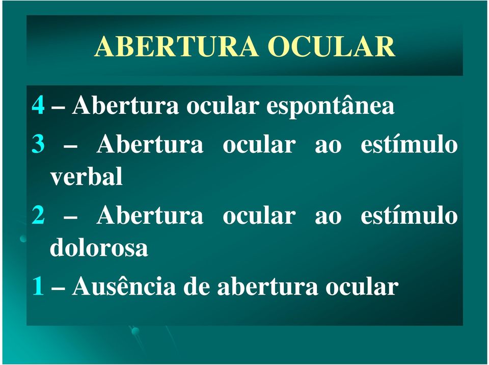 estímulo verbal 2 Abertura ocular ao