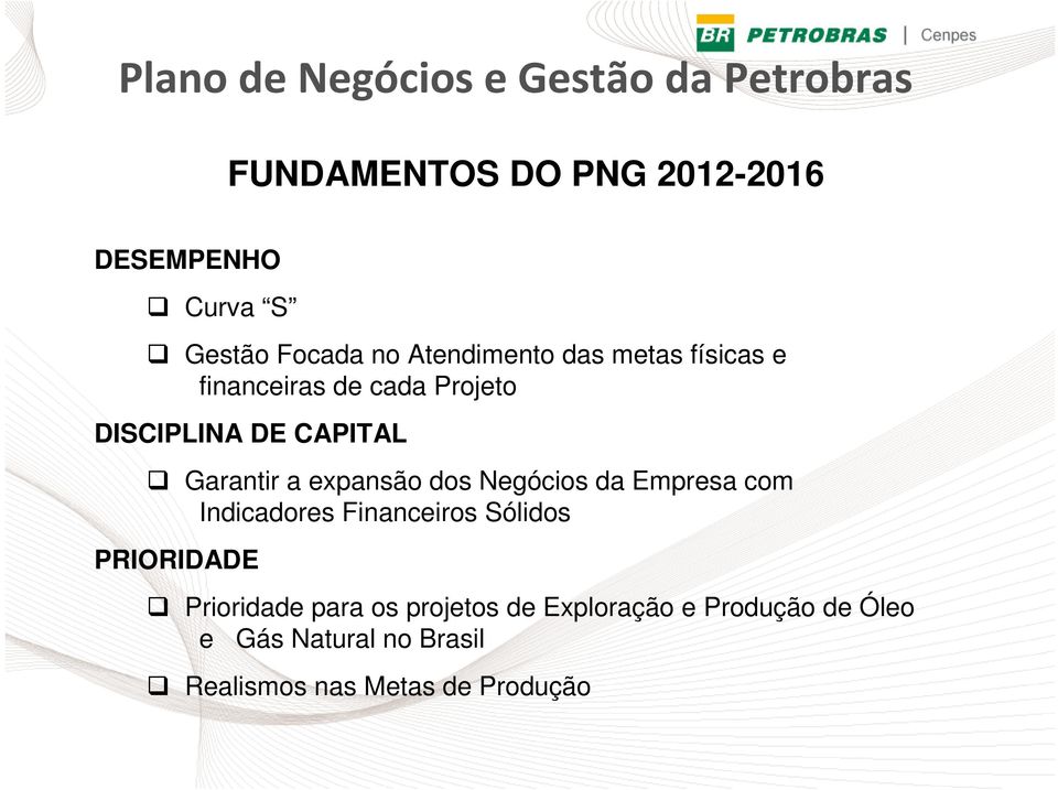 Garantir a expansão dos Negócios da Empresa com Indicadores Financeiros Sólidos PRIORIDADE Prioridade